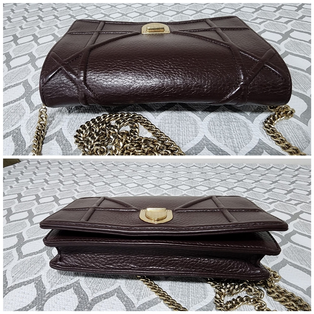 CHRISTIAN DIOR Grained Calfskin Leather Diorama Crossbody Bag Dark Burgundy - Picture 8 of 16